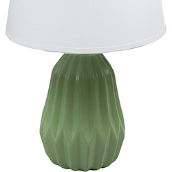 Corep Lampe a poser ceramique vert abat jour tissu blanc LED chevet chambre salon