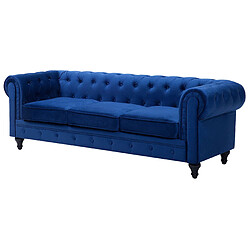 Acheter Beliani Ensemble canapé et fauteuil en velours bleu cobalt 4 places CHESTERFIELD