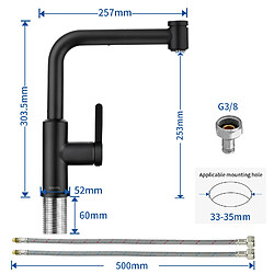 Avis Cecipa max Mitigeur de Cuisine avec Douchette Extractible, Robinet d'évier Noir, Robinet d'eau Chaude et Froide, 2 Modes de Sortie D'eau,EU Modèle