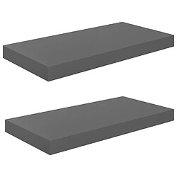 vidaXL Étagère murale flottante 2 pcs Gris brillant 50x23x3,8 cm MDF