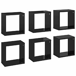 Maison Chic Lot de 6 Étagères cube murales,Etagère de rangement flottantes Noir brillant 26x15x26 cm -MN70308