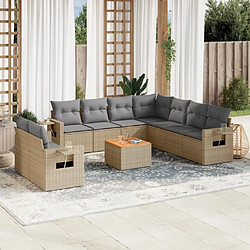 vidaXL Salon de jardin et coussins 10 pcs mélange beige résine tressée 