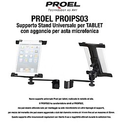 Proel PROIPS03 Supporto Stand Universale per TABLET aggancio asta microfonica 