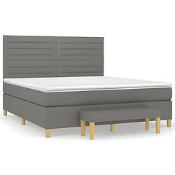 vidaXL Sommier à lattes de lit avec matelas Gris foncé 160x200cm Tissu