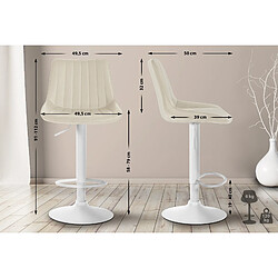 Non Lot de 2 tabourets de bar Toni simili cuir blanc