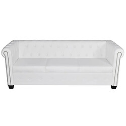 vidaXL Canapé Chesterfield à 3 places cuir synthétique blanc