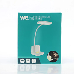 Avis Lampe de table WE avec porte stylo, luminosité régleable, 3 couleurs de températrue, batterie rechargeable de 3600 mAh, support tél intégré, blanc