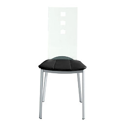 Inside 75 Lot de 2 chaises design LUXOR BLACK pieds métal dossier plexiglass assise microfibre noir