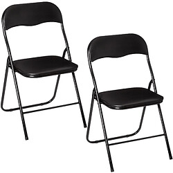 Toilinux Lot de 2 Chaises pliantes en PVC - Noir