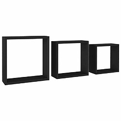 vidaXL Étagères murales sous forme de cube 3 pcs Noir MDF