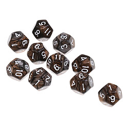 10pcs 12 sided dés d12 dés polyédriques pour dungeons et dragons jeux de table café gris