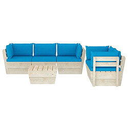 Avis Maison Chic Salon de jardin palette 6 pcs avec coussins - Table et chaises d'extérieur - Mobilier/Meubles de jardin Moderne épicéa imprégné -MN72364