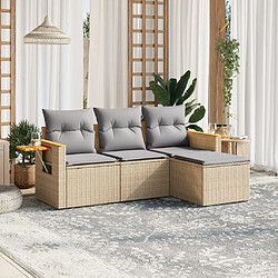 vidaXL Salon de jardin avec coussins 4 pcs beige résine tressée 