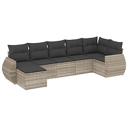 vidaXL Salon de jardin avec coussins 7 pcs gris clair résine tressée