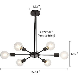 Universal Lampe industrielle 6 - Boîte à lumière E27 Plafond Lampe Prise Lustre Noir Luminaire Suspension. 