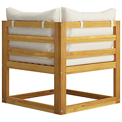 Avis vidaXL Canapé d'angle sectionnel et coussin blanc crème Bois d'acacia