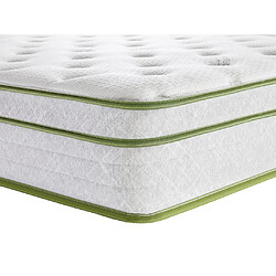 Vente-Unique Ensemble 160 x 200 cm sommier coffre blanc + matelas ressorts ensachés 5 zones et coutil bambou ép.28cm - PASIR de YSMÉE pas cher