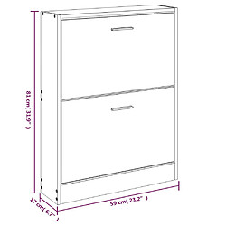 vidaXL Armoire à chaussures Gris béton 59x17x81 cm Bois d'ingénierie pas cher