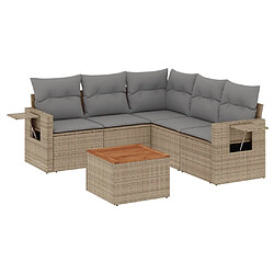 vidaXL Salon de jardin avec coussins 6pcs mélange beige résine tressée