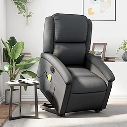 Maison Chic Fauteuil Relax pour salon, Fauteuil inclinable de massage électrique noir cuir véritable -GKD57130