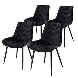 ML-Design Lot de 4 chaises salle à manger cuisine noir en velours pieds acier noir 120 kg 