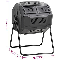 vidaXL Bac à compost de jardin Noir 73x64x95 cm 160 L pas cher