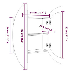 vidaXL Armoire de salle de bain miroir rond et LED Noir 54x54x17,5 cm pas cher