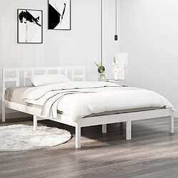 vidaXL Cadre de lit sans matelas blanc 150x200 cm bois massif