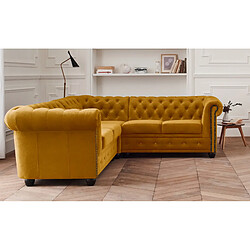 Lisa Design William - canapé Chesterfield d'angle réversible - 5 places - en velours