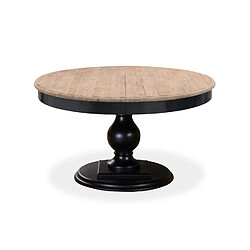 Table ronde extensible en bois massif Héloïse Bois naturel et pied noir 