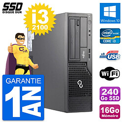 PC Fujitsu Esprimo E500 E85+ DT Intel i3-2100 RAM 16Go SSD 240Go Windows 10 Wifi - Occasion