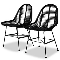 vidaXL Chaises à manger lot de 2 noir rotin naturel