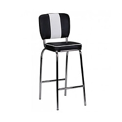 Mes Tabouret de bar 40x38x110 cm aspect cuir noir et blanc