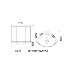 Karag Cabine de douche complète angulaire hydromassante ELENA 150x150 cm x 220 cm