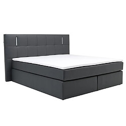 Vente-Unique Ensemble complet boxspring tête de lit avec leds + sommiers + matelas + surmatelas - 160 x 200 cm - Simili - Anthracite - BILBAO de YSMÉE 