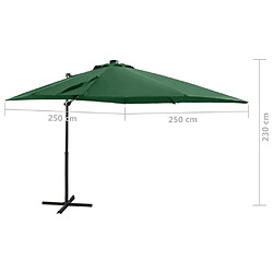 vidaXL Parasol de jardin en porte-à-faux et mât et lumières LED vert pas cher