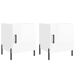 Maison Chic Lot de 2 Tables de chevet,Table de nuit,Table d'appoint pour salon blanc brillant 40x40x50 cm -MN69286