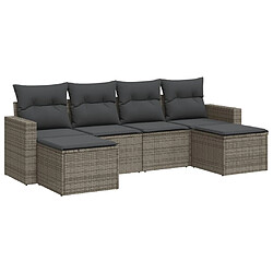 vidaXL Salon de jardin 6 pcs avec coussins gris résine tressée