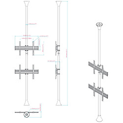 Acheter Kimex Support sol-plafond pour 2 écrans TV 32'' - 75'' - Vesa 600x400