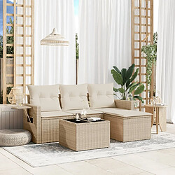 Maison Chic Salon de jardin avec coussins 4 pcs | Ensemble de Table et chaises | Mobilier d'Extérieur beige résine tressée -GKD73387