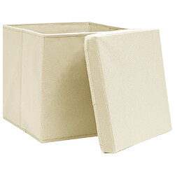 Acheter Maison Chic Boîtes de rangement,Boîtes de stockage à couvercles 10 pcs Crème 32x32x32 cm Tissu -MN641400