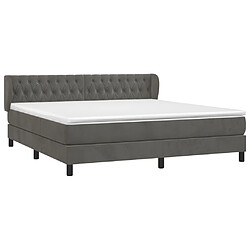 Avis Maison Chic Lit Adulte - Lit simple Lit à sommier tapissier et matelas moelleux - Meuble de Chambre - Gris foncé 160x200cm Velours -MN90707