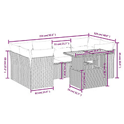 Acheter vidaXL Salon de jardin avec coussins 7 pcs gris résine tressée