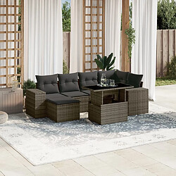 vidaXL Salon de jardin avec coussins 7 pcs gris résine tressée 