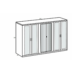 Inside 75 Armoire corniche ENINA décor chêne Hickory 2 portes miroirs 4 portes motif tressage viennois