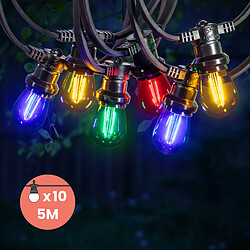 SkyLantern Guirlande Guinguette 5M Filament Multicolore LED 10 Bulbes