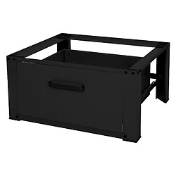 ML-Design Socle pour Machine à Laver avec Tiroir Coulissant, Acier, Noir, 63x54 cm, jusqu'à 150 kg, Support Base de Lave-Linge, Sous-armoire, Plateforme Haut 31,5 cm, Tiroir Amovible pour Rangement 