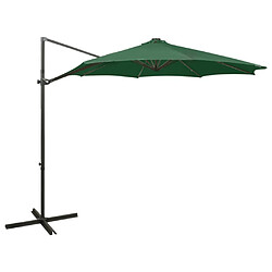 vidaXL Parasol de jardin en porte-à-faux et mât et lumières LED vert