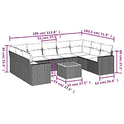 Avis vidaXL Salon de jardin 10 pcs avec coussins noir résine tressée