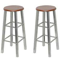 vidaXL Tabourets de bar lot de 4 argenté et marron MDF